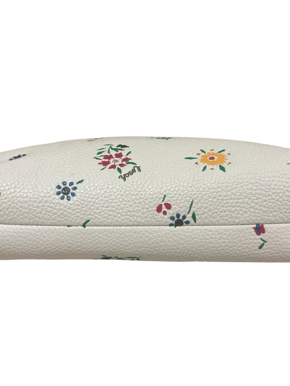 COACH Charlie Pouch- Chalk White Floral Leather Wristlet - Picture 3 of 11